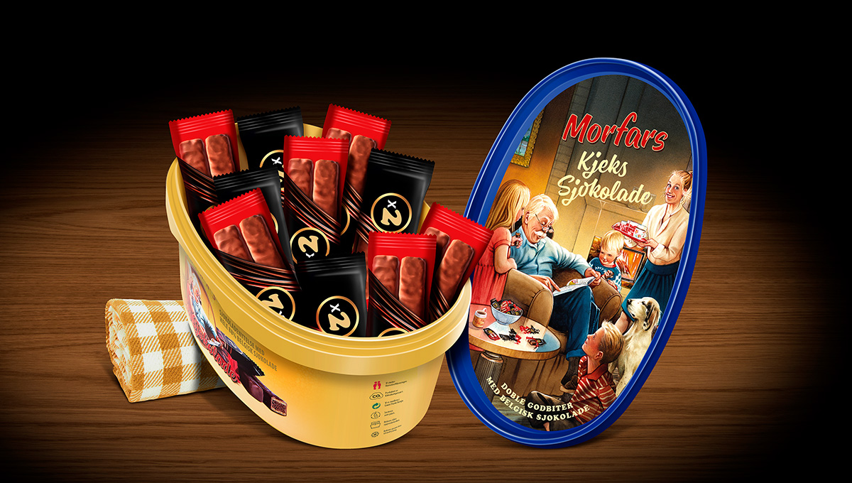 Nye Morfars Kjekssjokolade er sjokoladenytelse med hele 88% ekte belgisk sjokolade.