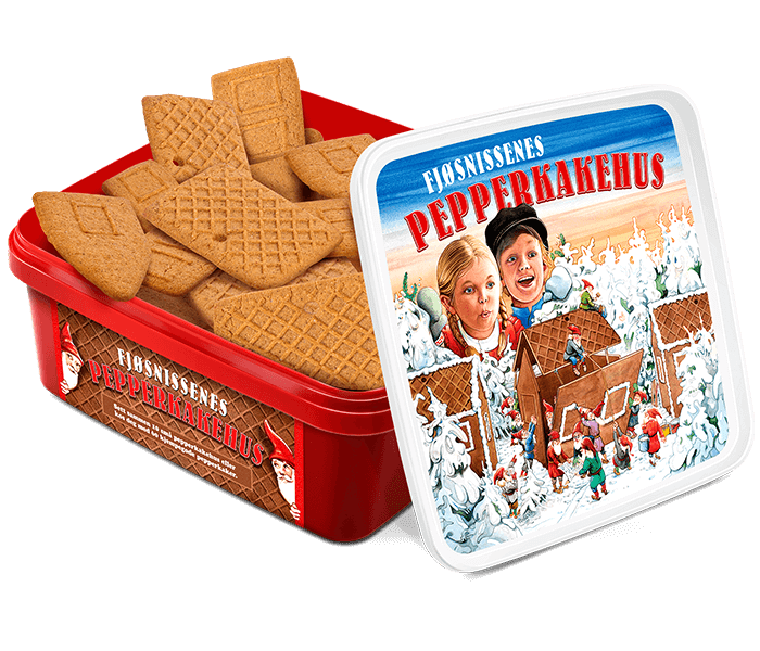 Et morsomt byggesett for ti små smakfulle pepperkakehus - perfekt for julehåndverk med familie og venner. Dekorer med pynt og sett sammen husene med glasur etter din smak.